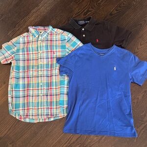 Polo by Ralph Lauren Kids' Plaid, Black, and Blue Shirt Trio